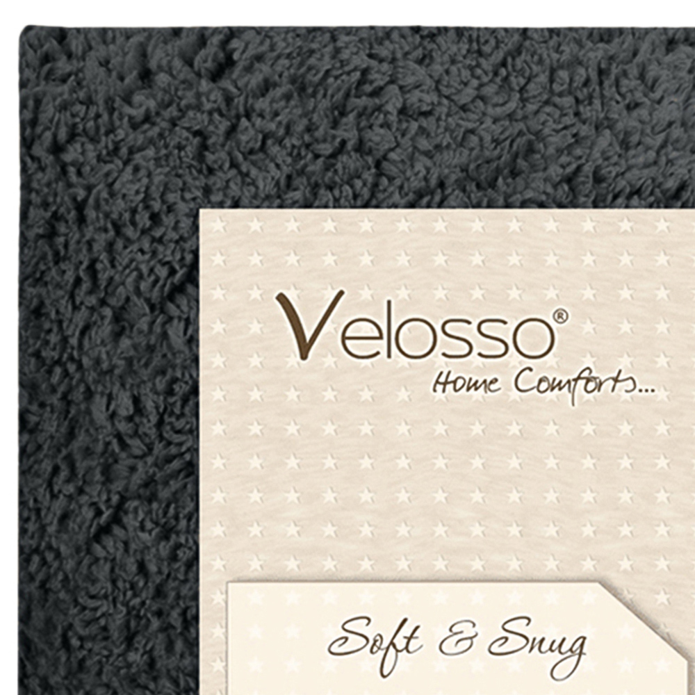 Velosso King Size Charcoal Teddy Fleece Fitted Sheet Image 3