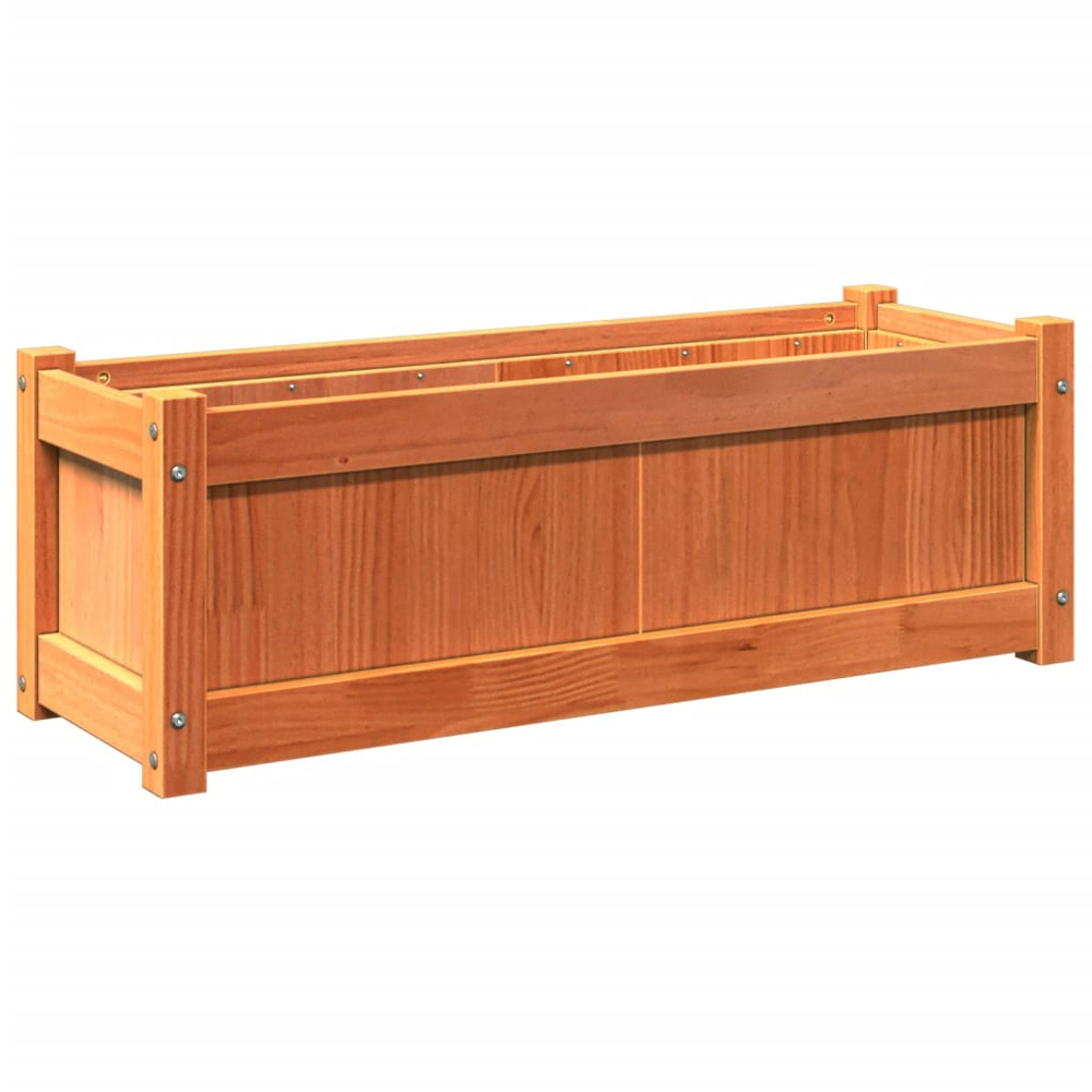 vidaXL Wax Brown Solid Pine Wood Garden Planter 31 x 90 x 31cm Image 1