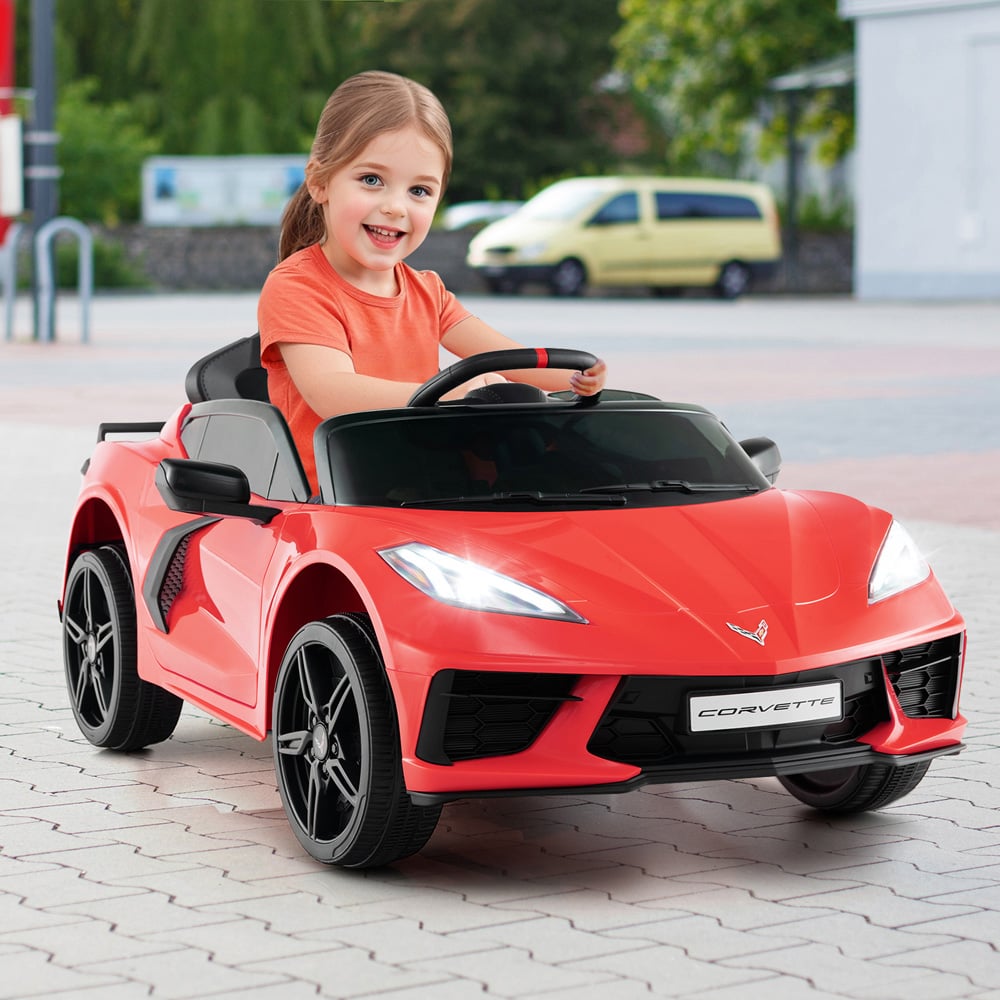 Costway Kids Red Licensed Chevrolet Corvette C8 Electric Ride On Car with Remote Control 12V Image 2