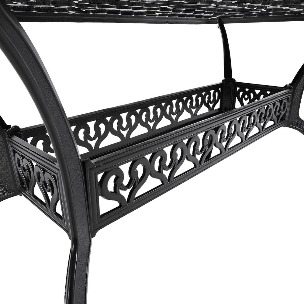 Living and Home Cast Aluminium Rectangular Bistro Dining Table with Parasol Hole Image 5