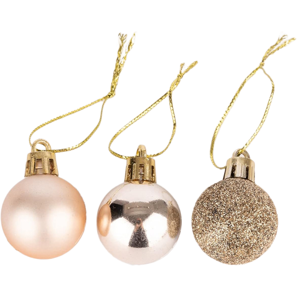 Shatchi Champagne 3cm Gold Shatterproof Christmas Bauble 24 Pack Image 2