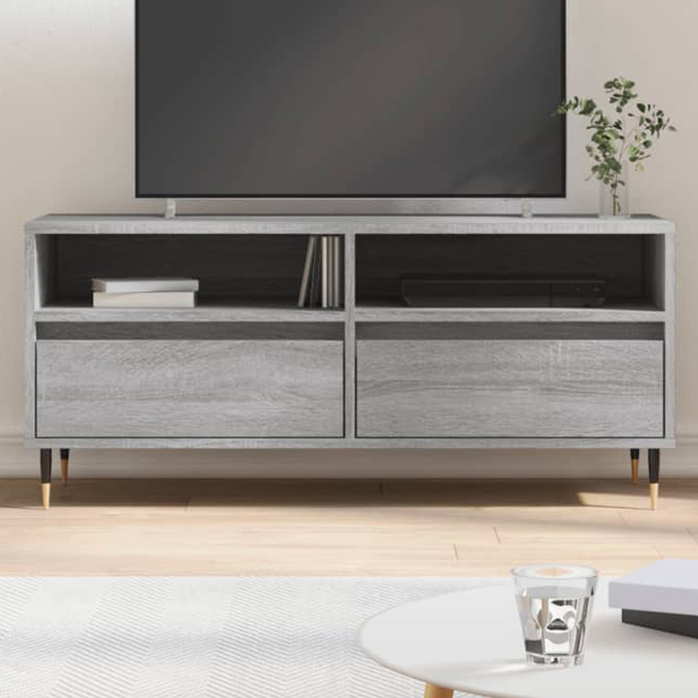vidaXL 2 Door 2 Shelf Grey Sonoma TV Cabinet Image 1