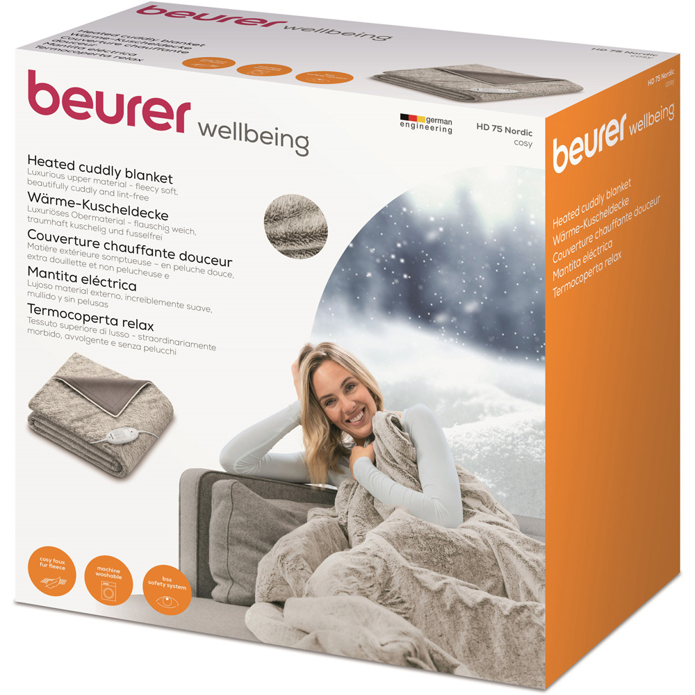 Beurer Nordic Taupe Fluffy Heated Throw Image 2