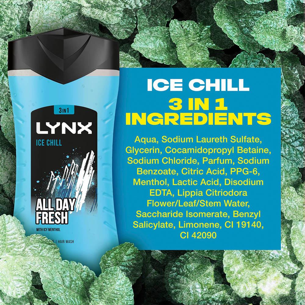 Lynx Ice Chill Iced Mint and Lemon Shower Gel 225ml 12 Pack Image 6