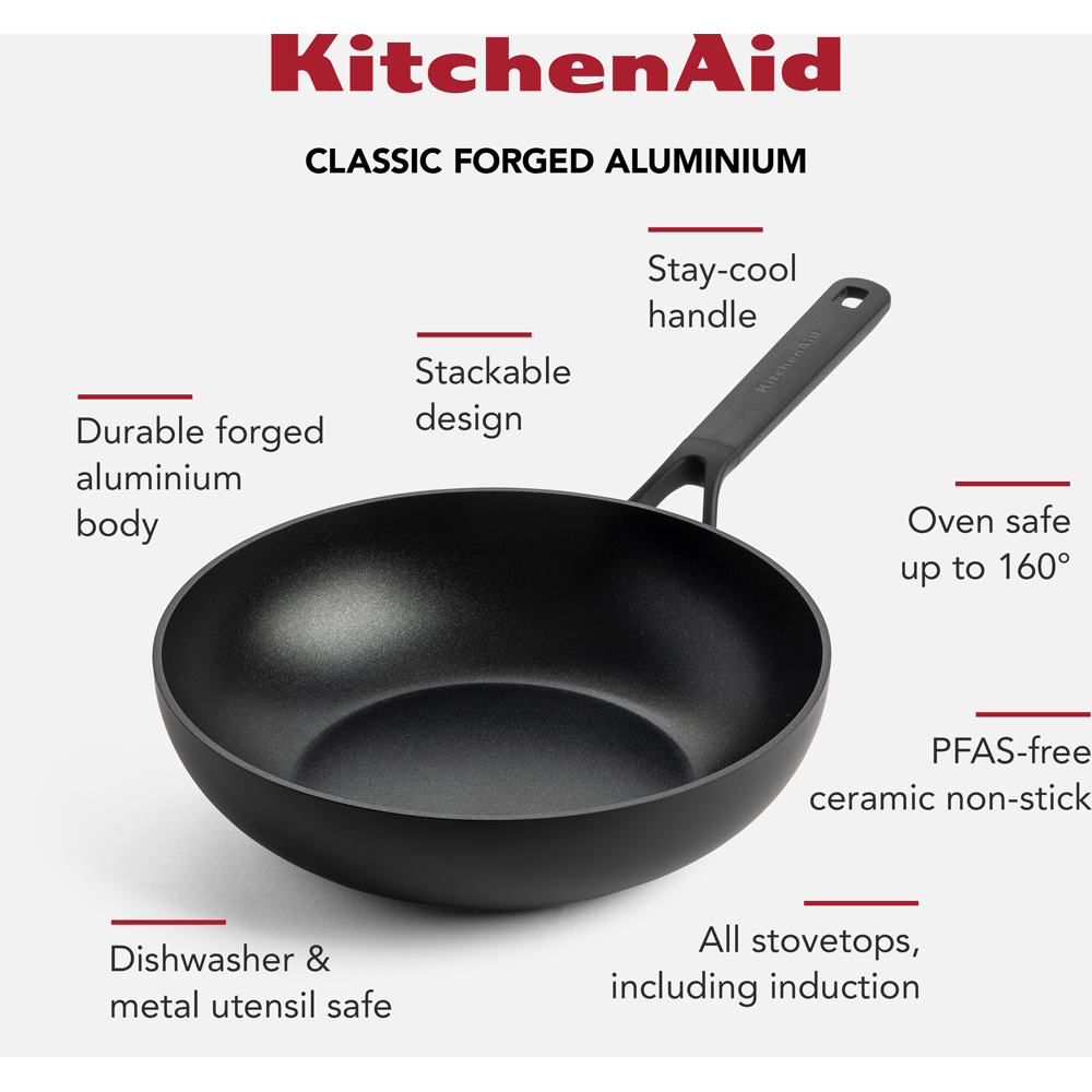 KitchenAid Black Classic Forged Aluminium Wok 28cm Image 2