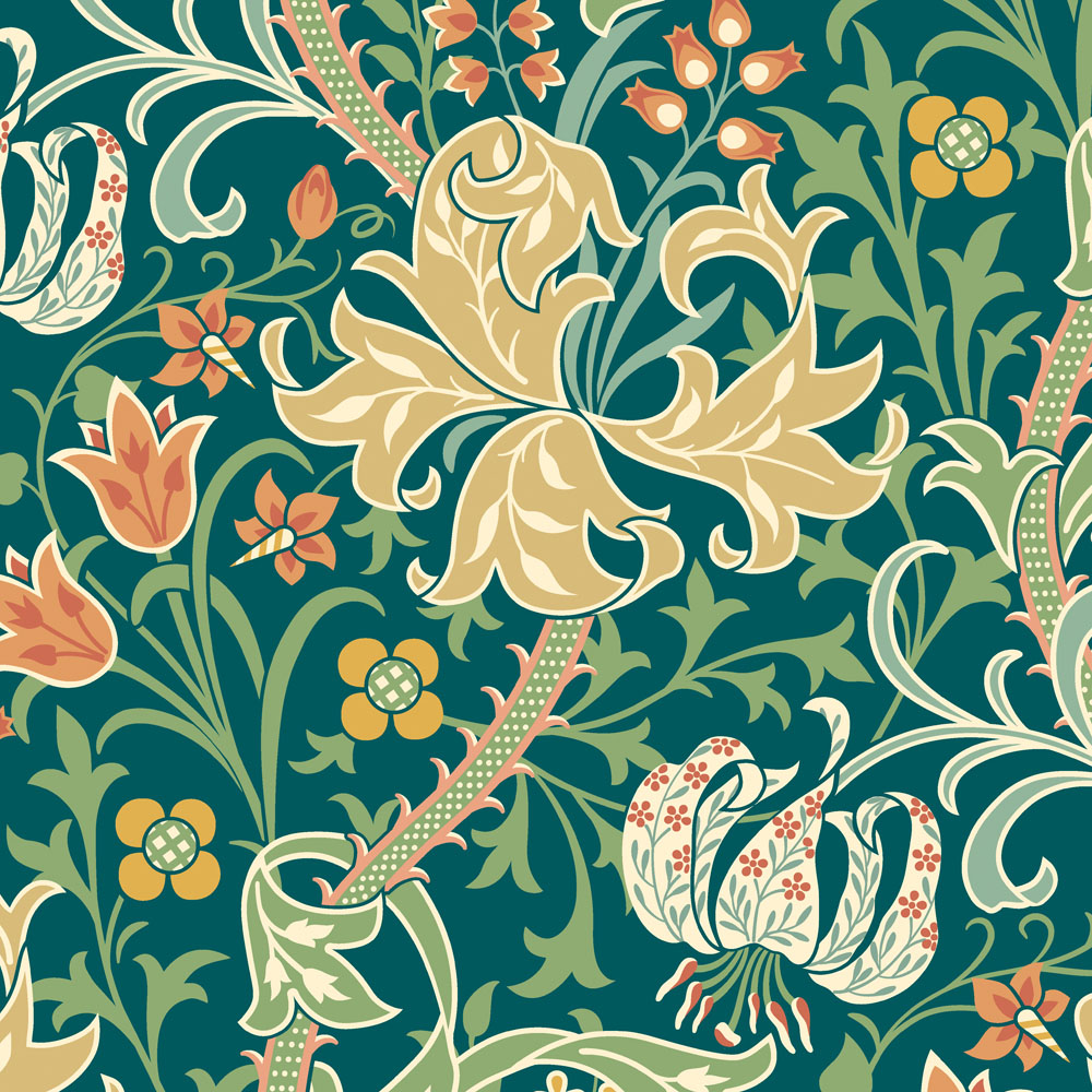 Hoopla Walls Lily Ogee Emerald Green Non Woven Wallpaper Image 1