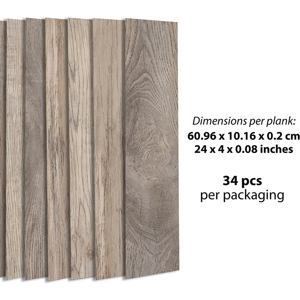 Walplus White Wash Barnwood Oak Wood-Effect Vinyl Plank 60.96 x 10.16cm 34 Pack Image 8