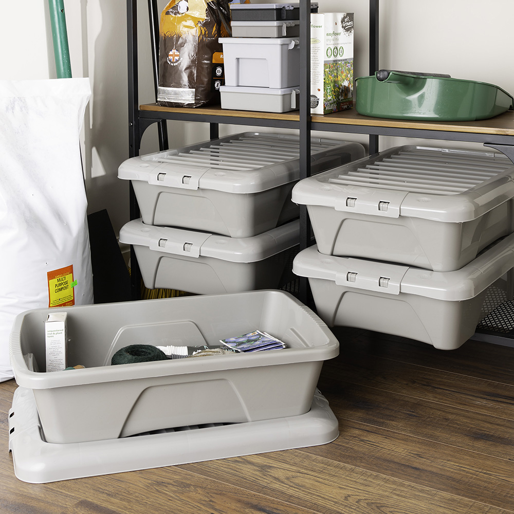 Wham 22L Grey Home Upcycle Storage Box with Lid 5 Pack Image 2