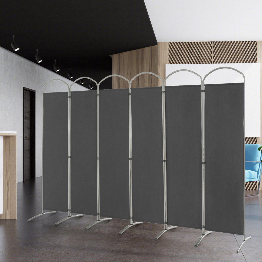 Costway 6 Panel Grey Freestanding Fabric Room Divider Image 2