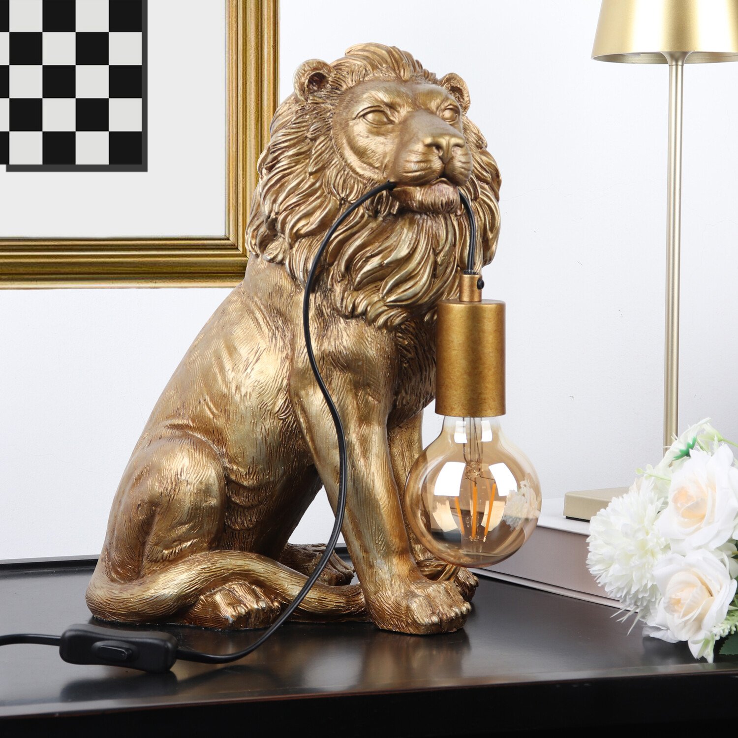 Lion Bulb Table Lamp Gold Image 2