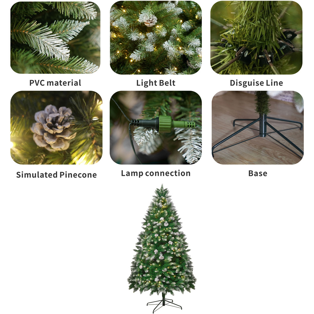 Abrihome Pre Lit Snow Flocked Artificial Christmas Tree 6ft Image 4