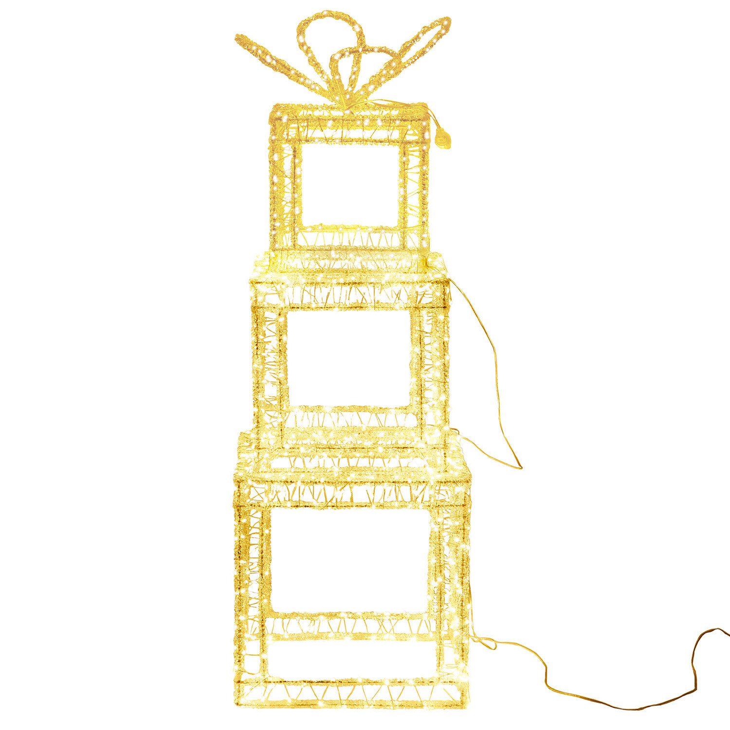 Set of 3 Acrylic LED Present Stack - White Image 3