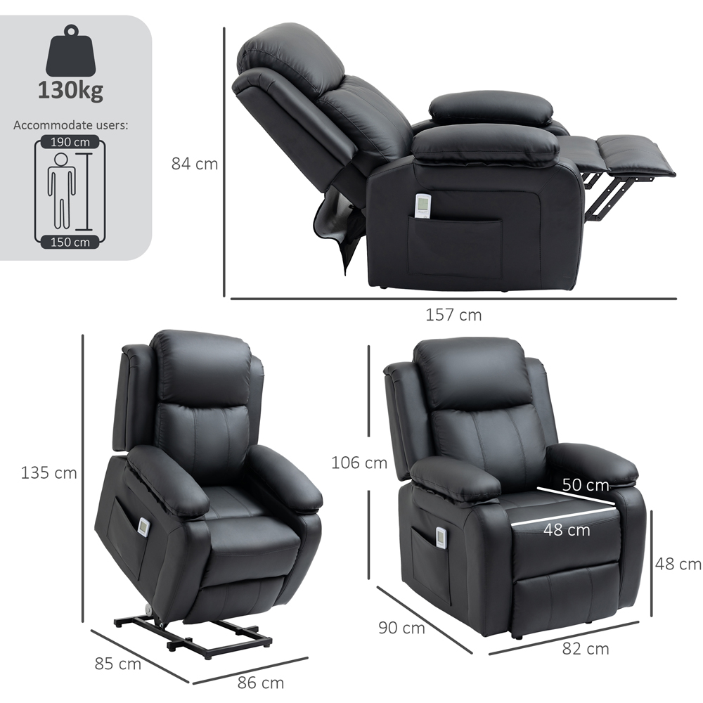 HOMCOM Black Power Lift Riser and Recliner Chair with Remote Image 9