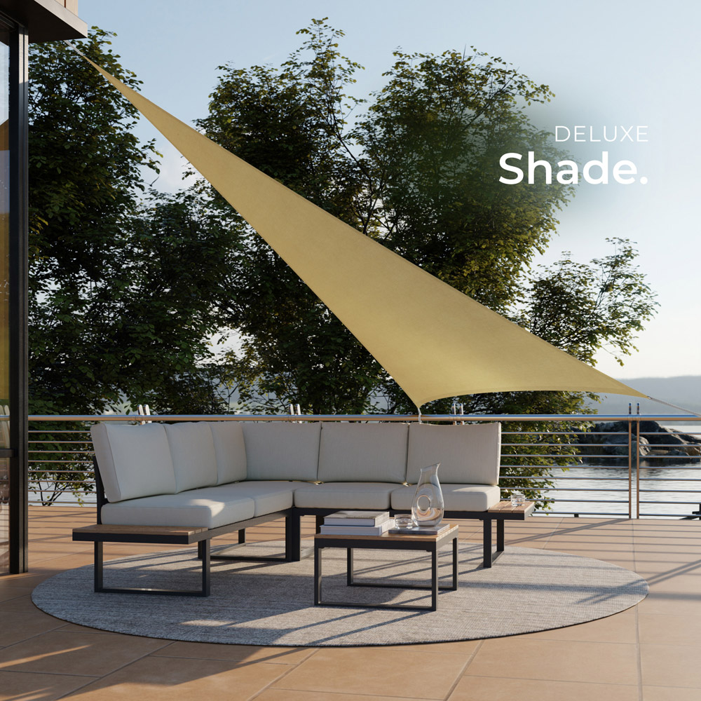 tectake Beige UV 50+ Triangular Shade Sail 300cm Image 7
