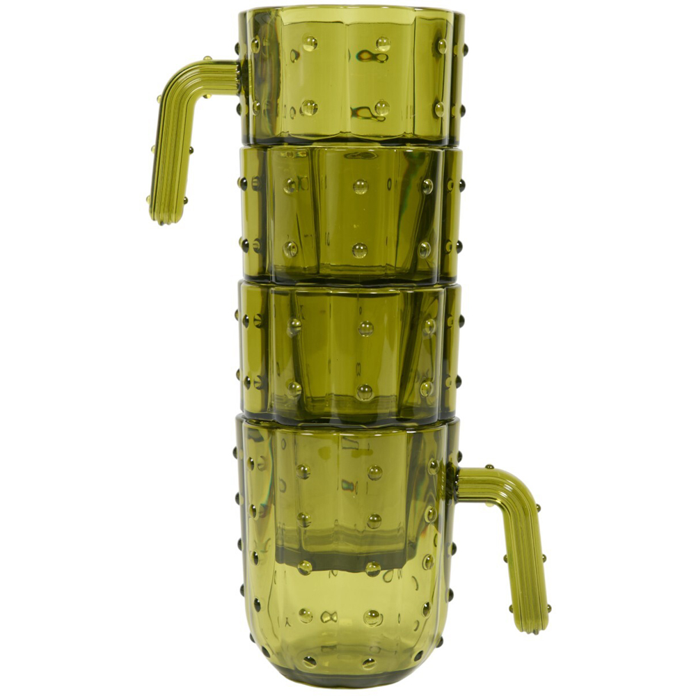 Casablanca Stackable Cactus Glass Set Green Image 2