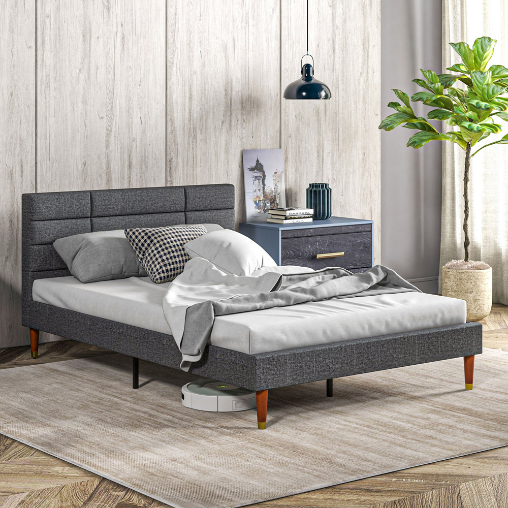 Portland Grey Upholstered Double Bed Image 1