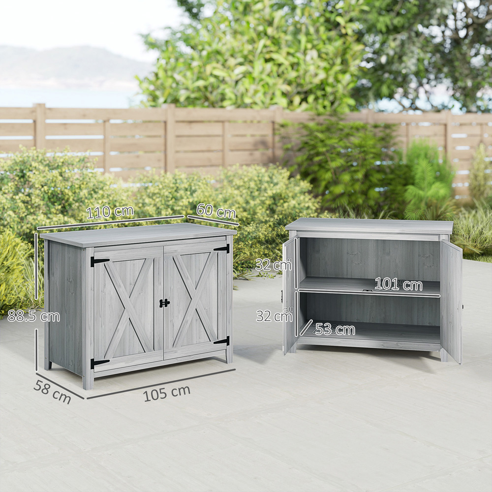 Outsunny 3.6 x 2.9ft Light Grey Wooden Tool Storage Shed Image 9