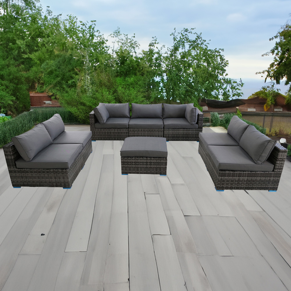 Furniture One 8 Seater Grey Rattan Garden Sofa Set Image 1