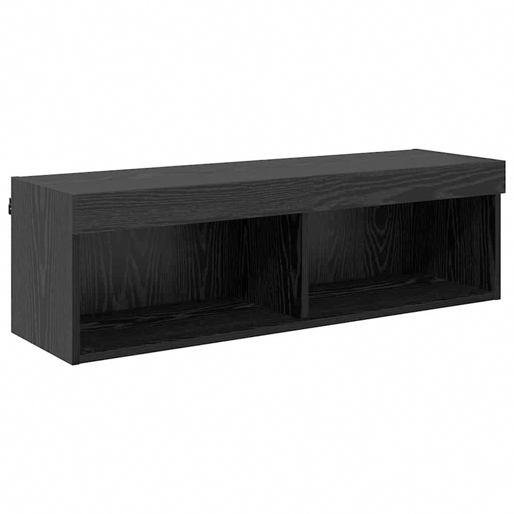 vidaXL 2 Door 10 Shelf Black Oak TV Wall Unit with LED Lights Set of 6 Image 8
