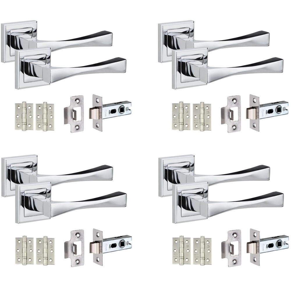 Golden Grace Polished Chrome Astrid Straight Door Handle Set 4 Pack Image 1