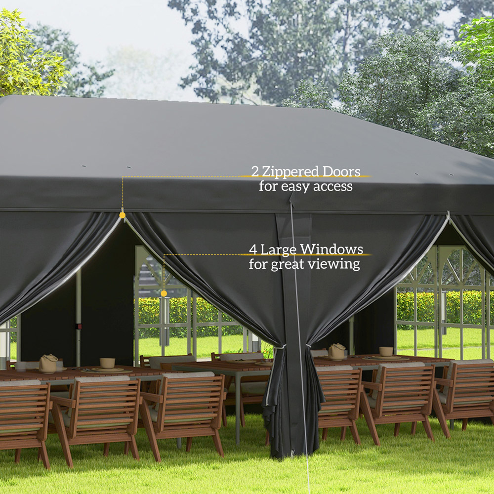 Outsunny 3 x 6m Black Pop Up Gazebo with Sides Image 3