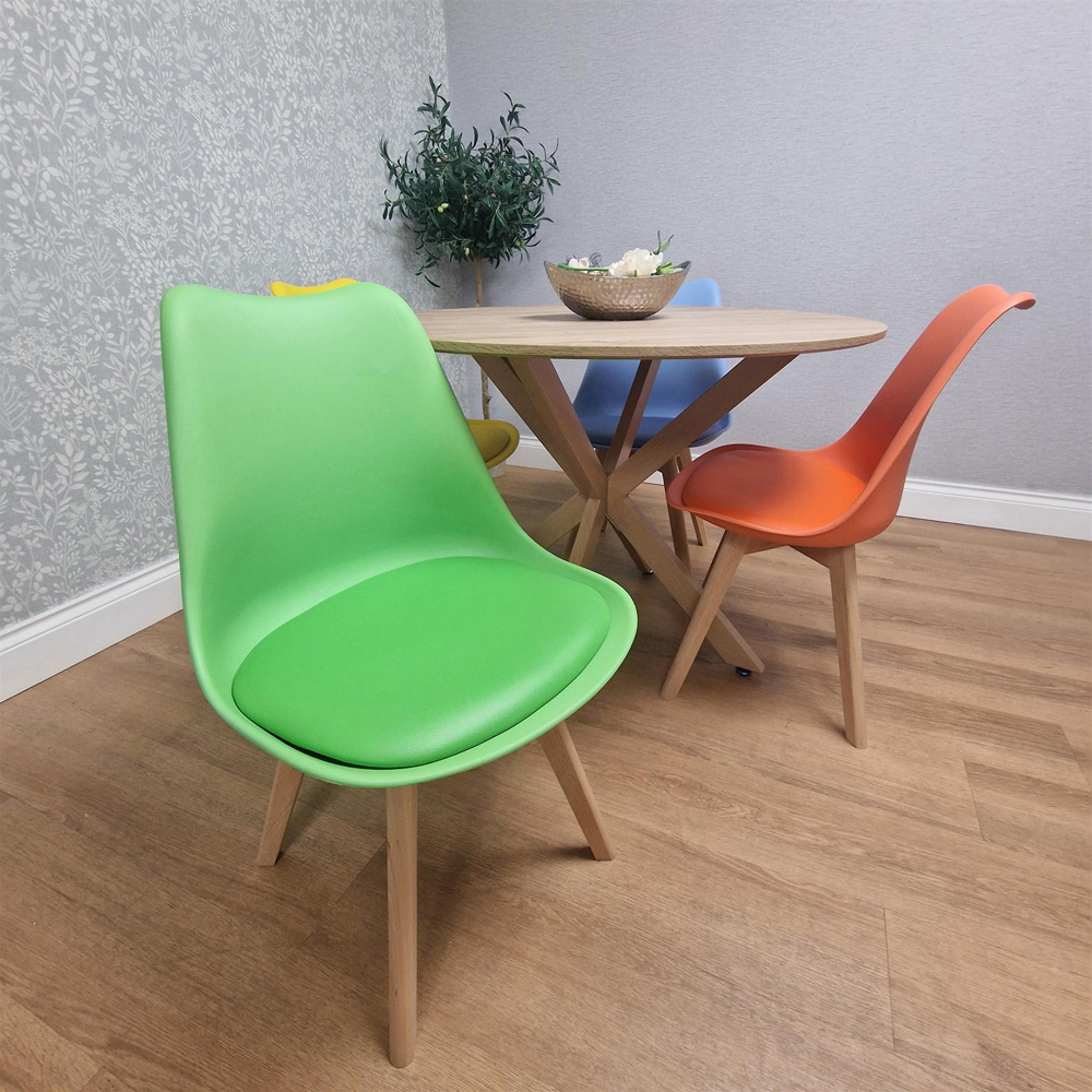 Kosy Koala 4 Seater Wood Effect Faux Leather Round Dining Set Multicolour Image 8
