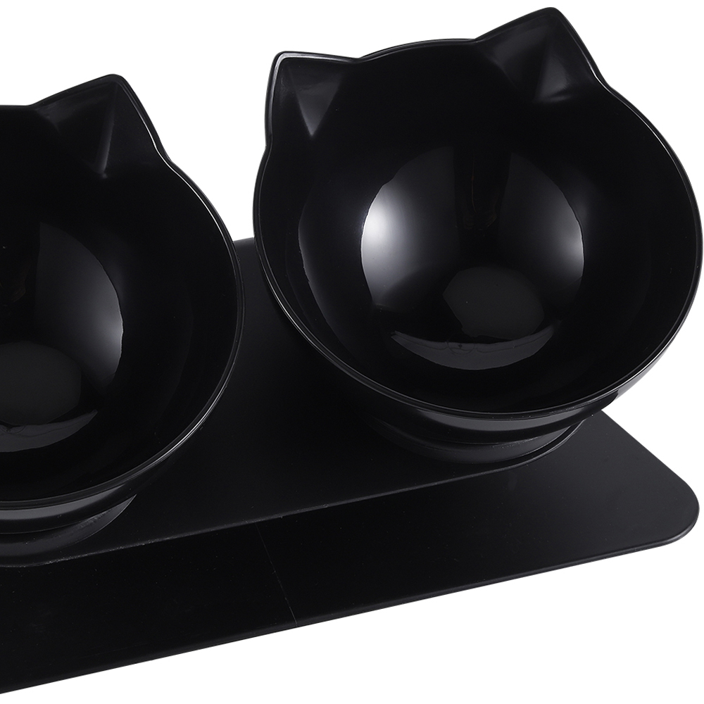 H&O Direct Black Double Bowl Elevated Tilted Pet Feeder with Stand Image 5