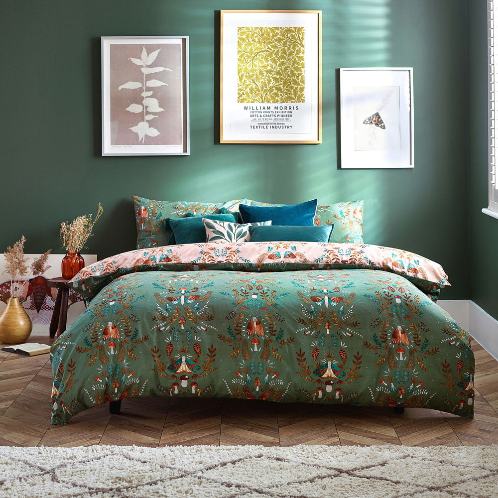 furn. Lunawood King Size Fern Green Duvet Set Image 1