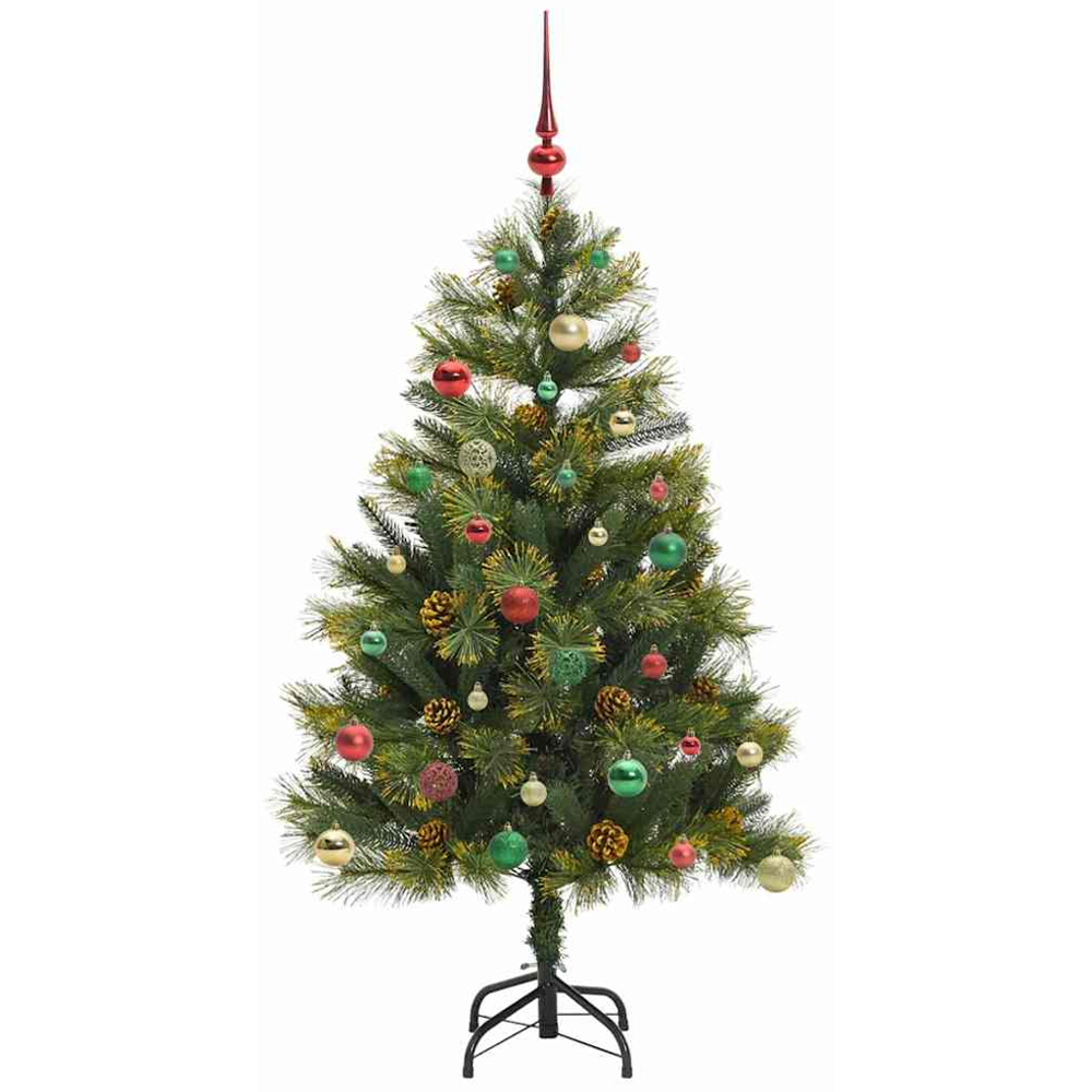 vidaXL Pre-Lit Multicolour Baubles and Pinecones Green Artificial Christmas Tree 5ft Image 4