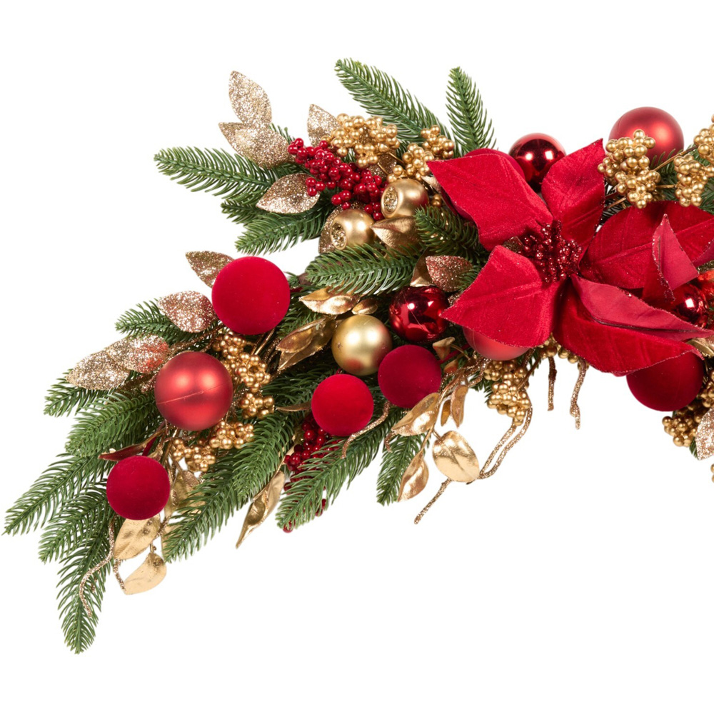 Noel Ribbon Poinsettia Swag Image 3