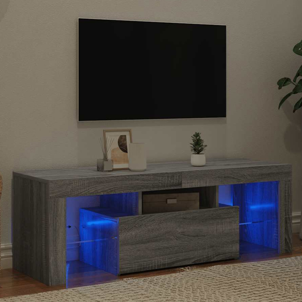 vidaXL Single Drawer 5 Shelf Grey Sonoma TV Cabinet with RGB LED Lights Image 1