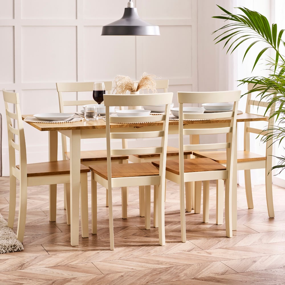 Furniturebox Salisbury Walton 6 Seater Dining Set Cream Image 1