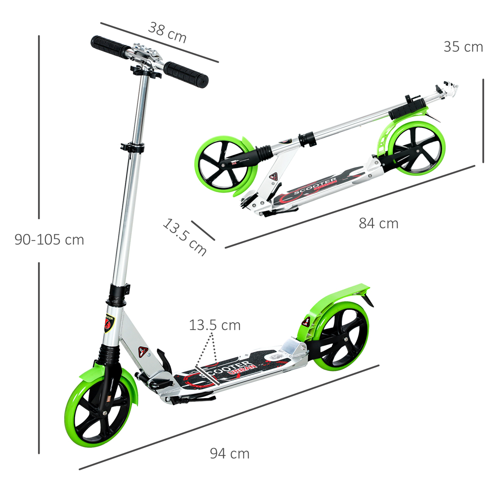 HOMCOM Green Adult Foldable Kick Scooter Image 9
