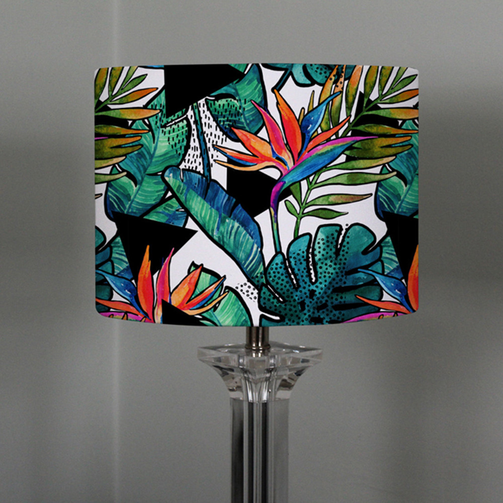 Benjamin Tate Design Big Contoured Tropical Leaves and Flowers Lamp Shade Image 2