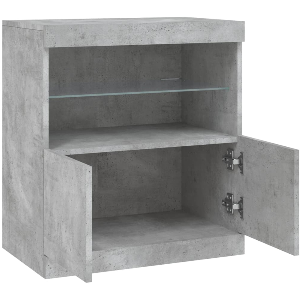 vidaXL 2 Door 2 Shelf Concrete Grey LED Sideboard Image 5