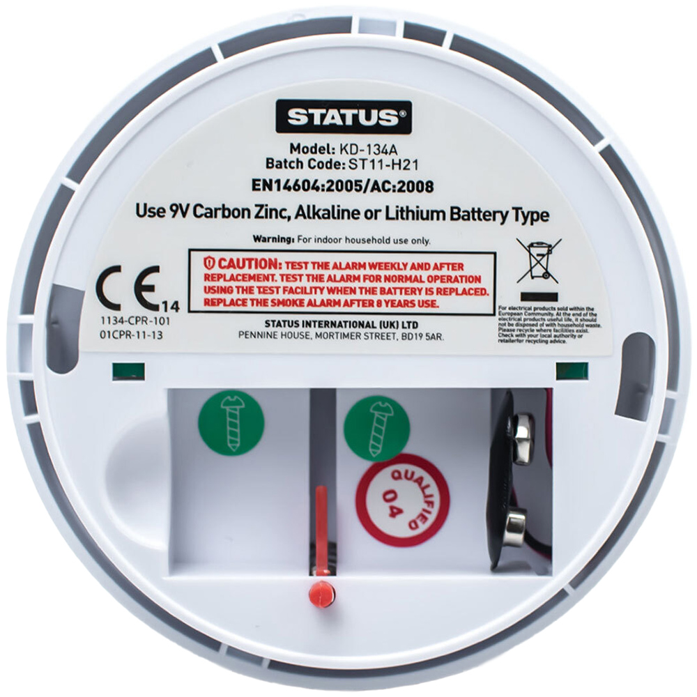 Status 9v White Photoelectric Smoke Alarm Image 1