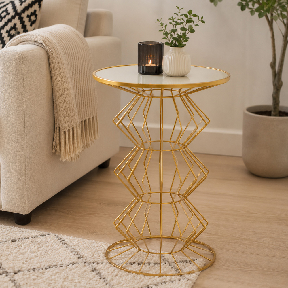 Premier Housewares Compact Gold Frame Side Table Image 3