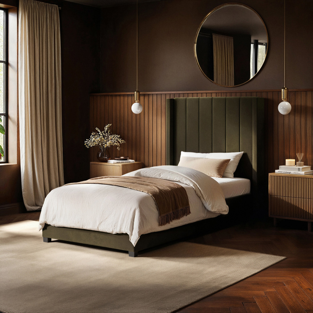 Flair Tiggy Single Khaki Velvet Ottoman Bed Image 6