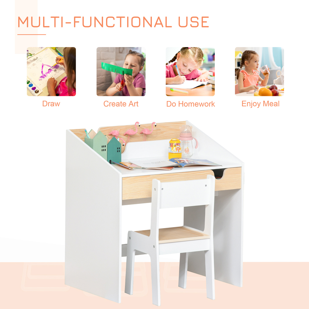 Playful Haven White Kids Desk and Chair Set Image 4
