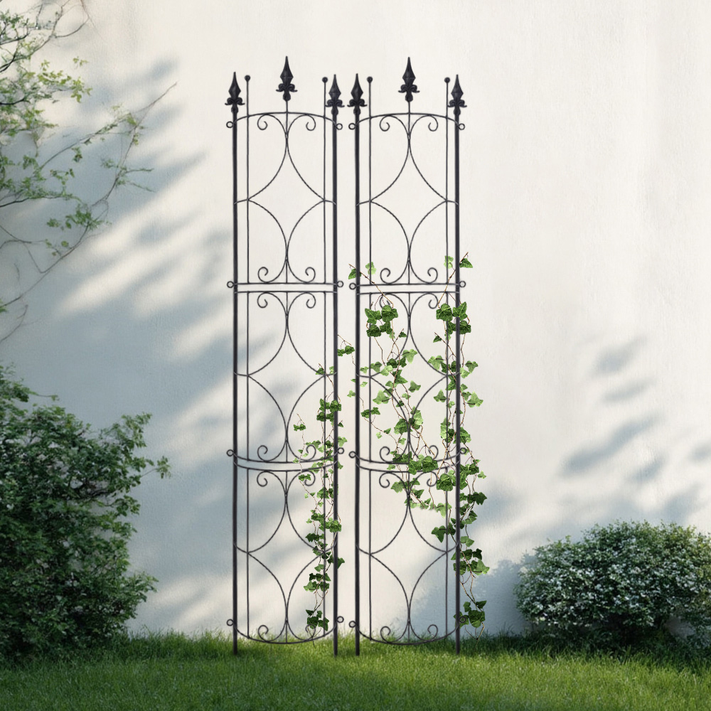 Living and Home 6.1 x 1ft 2 Pack Black Vintage Pointed Top Metal Trellis Image 8