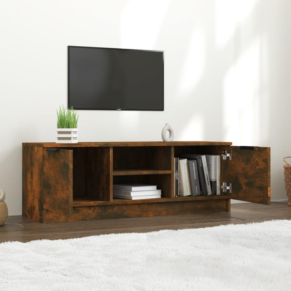 vidaXL 2 Door 2 Shelf Smoked Oak TV Cabinet Image 6