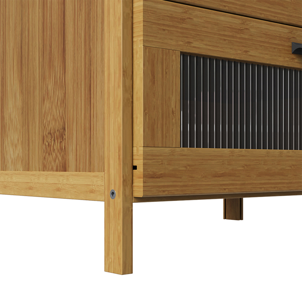 Living and Home 3 Drawer Tawny Acrylic Panel Bedside Table Image 5