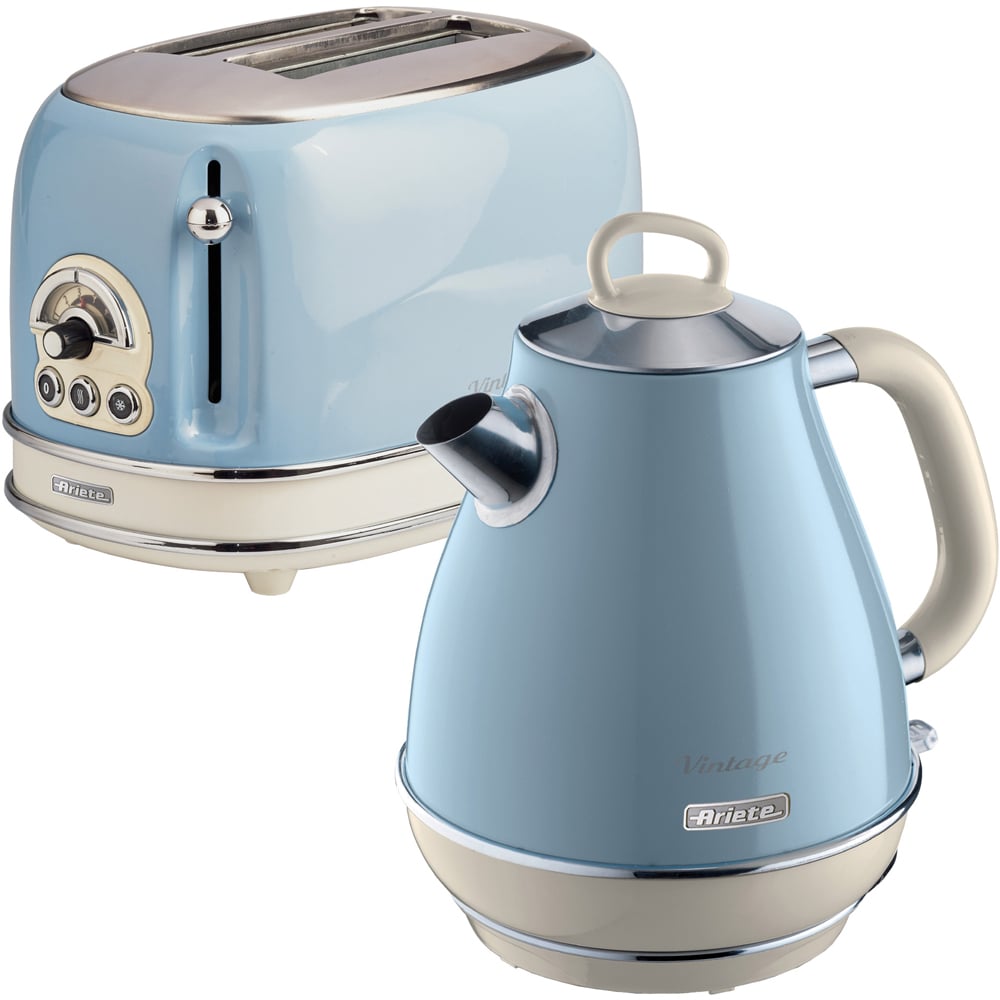 Ariete Vintage Blue 1.7L Jug Kettle and 2 Slice Toaster Set Image 1