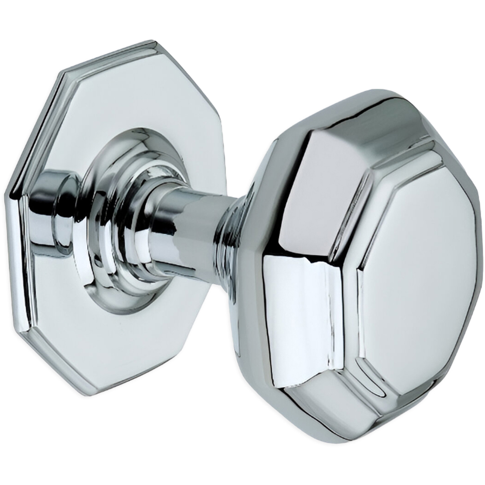 Spira Brass Polished Chrome Octagonal Centre Door Knob Image 1