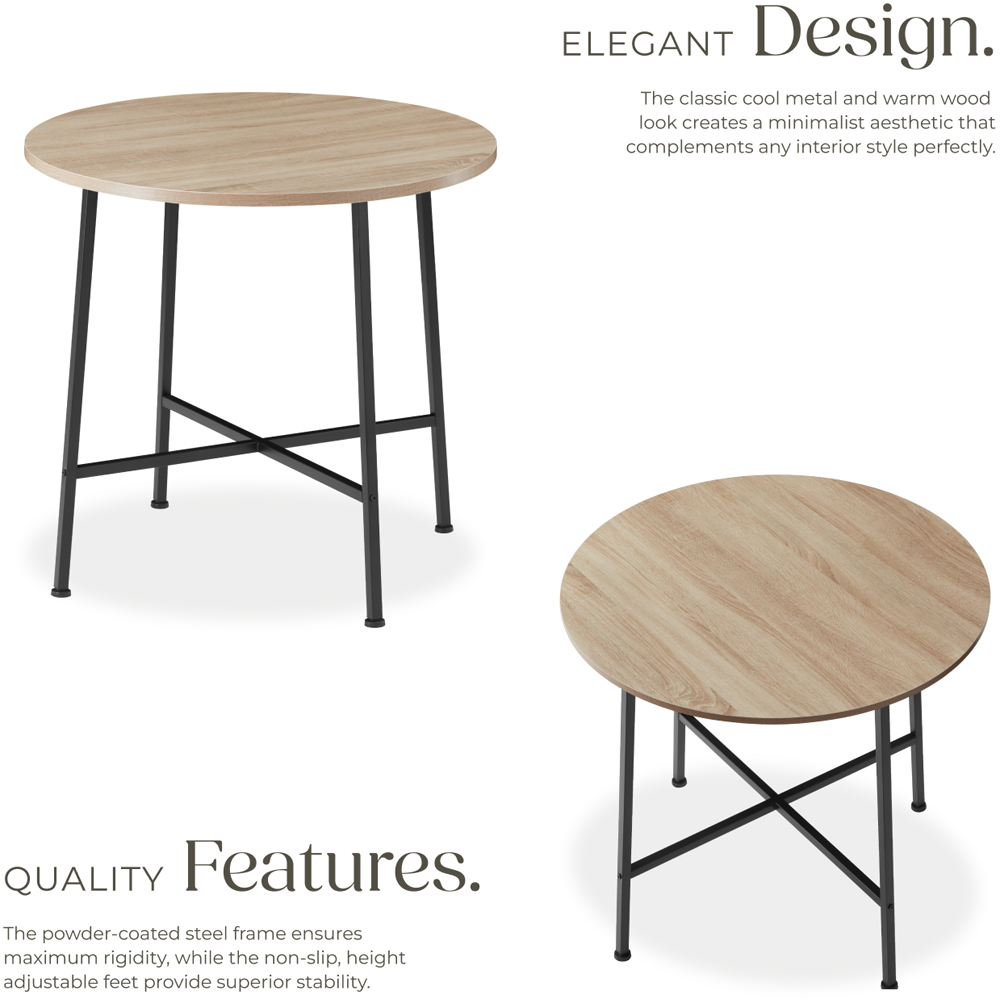 tectake Ennis 2 Seater Oak Sonoma Round Dining Table with Adjustable Plastic Feet Image 3