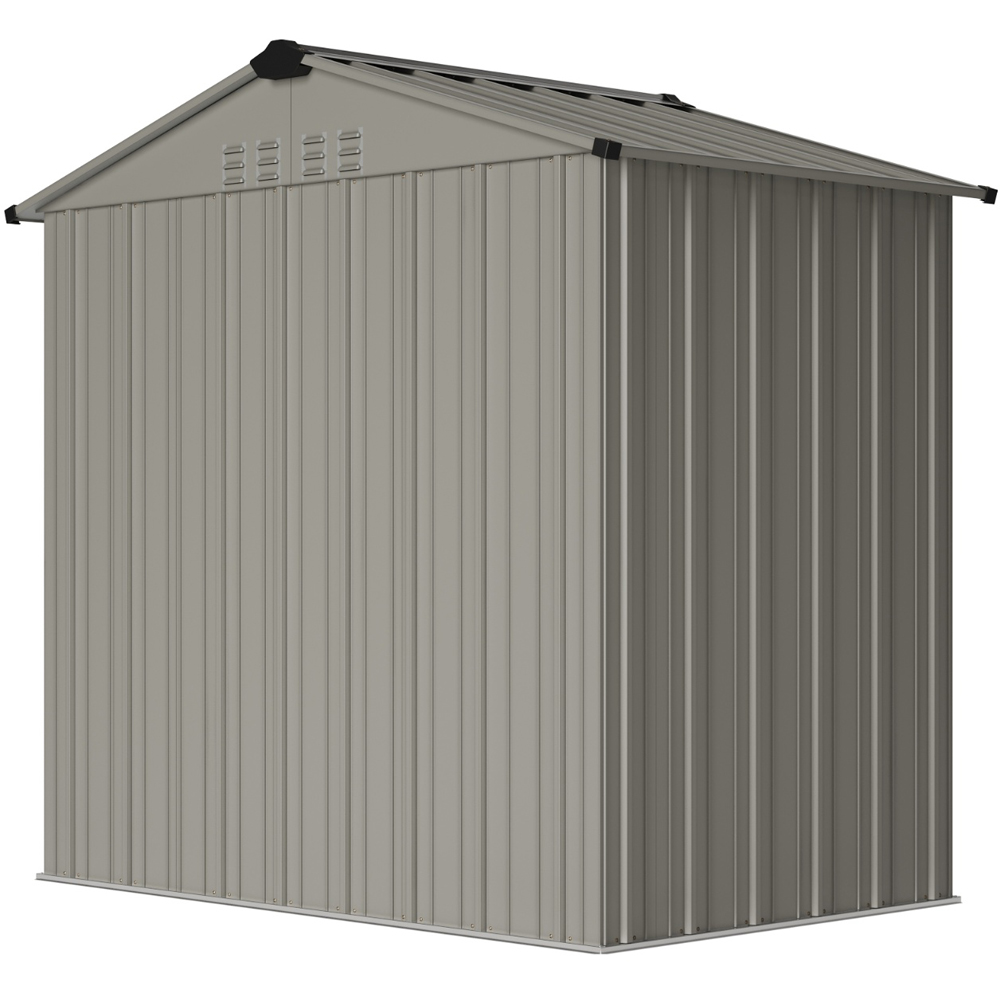 Living and Home 4 x 6ft Grey Metal Apex Garden Storage Shed Image 4