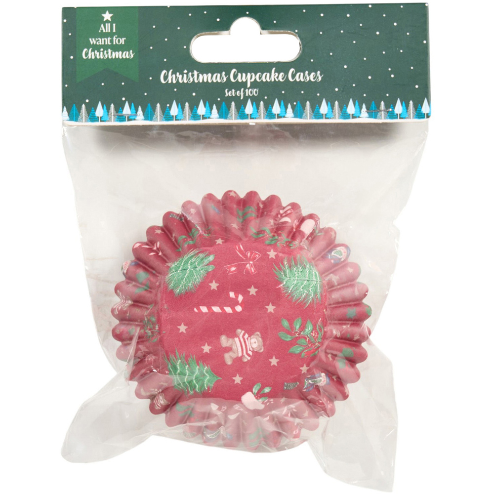 Pack of 100 Paper Christmas Cupcake Cases Image 2