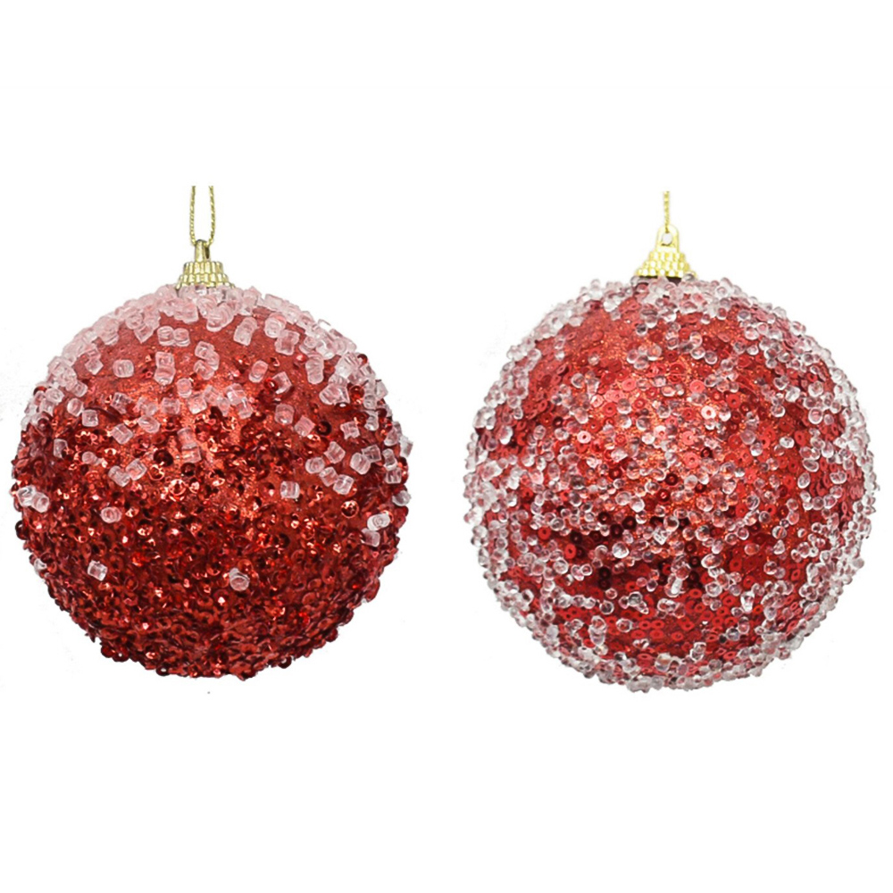 Candy Cane Lane Frozen Effect Red Glitter Bauble Image 1