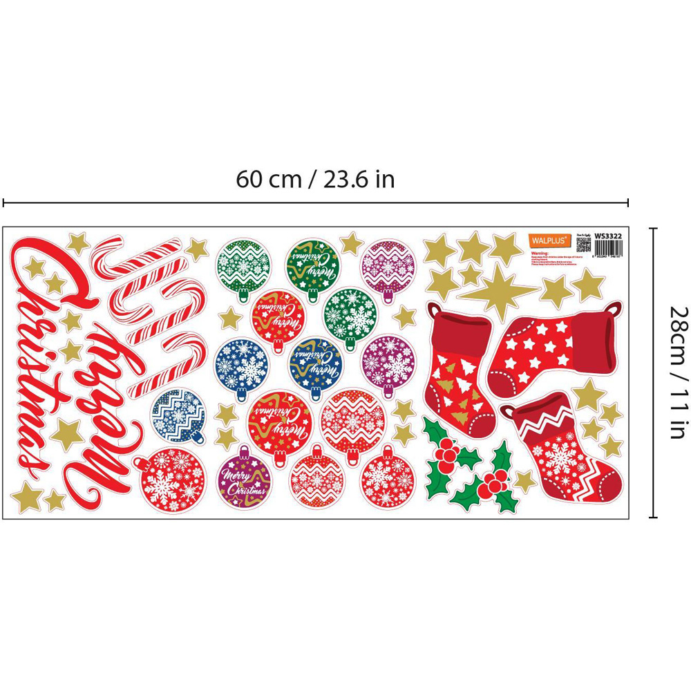 Walplus Merry Christmas Self Adhesive Wall Stickers 54 Piece Image 4