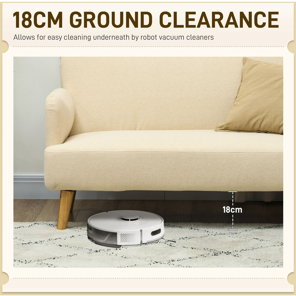 HOMCOM 2 Seater Cream Velvet Feel Sofa Image 7